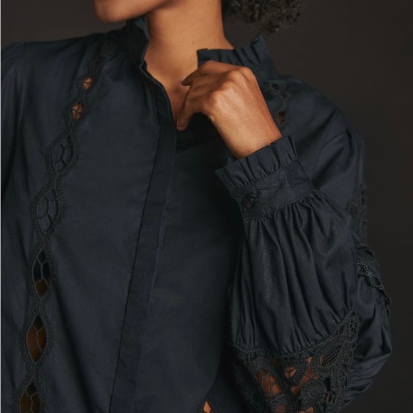 Anthropologie Cutwork Peasant Button Down Shirt - Picture 2 of 12